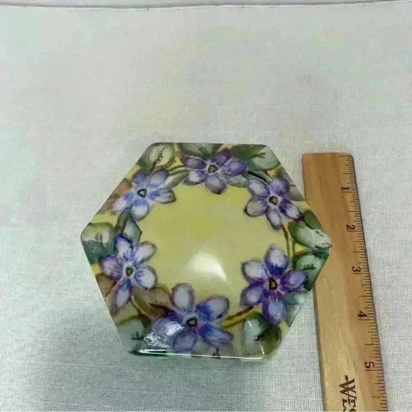 MZ Austria Hand Painted Footed Hexagon Trinket Box - Picture 13 of 13